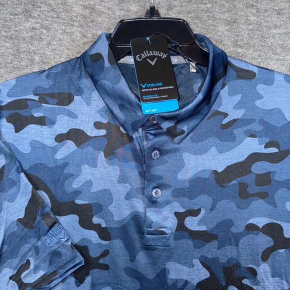Callaway Other - Callaway Mens Small Performance Wicking Blue Camo Golf Polo Shirt Opti Dri NEW